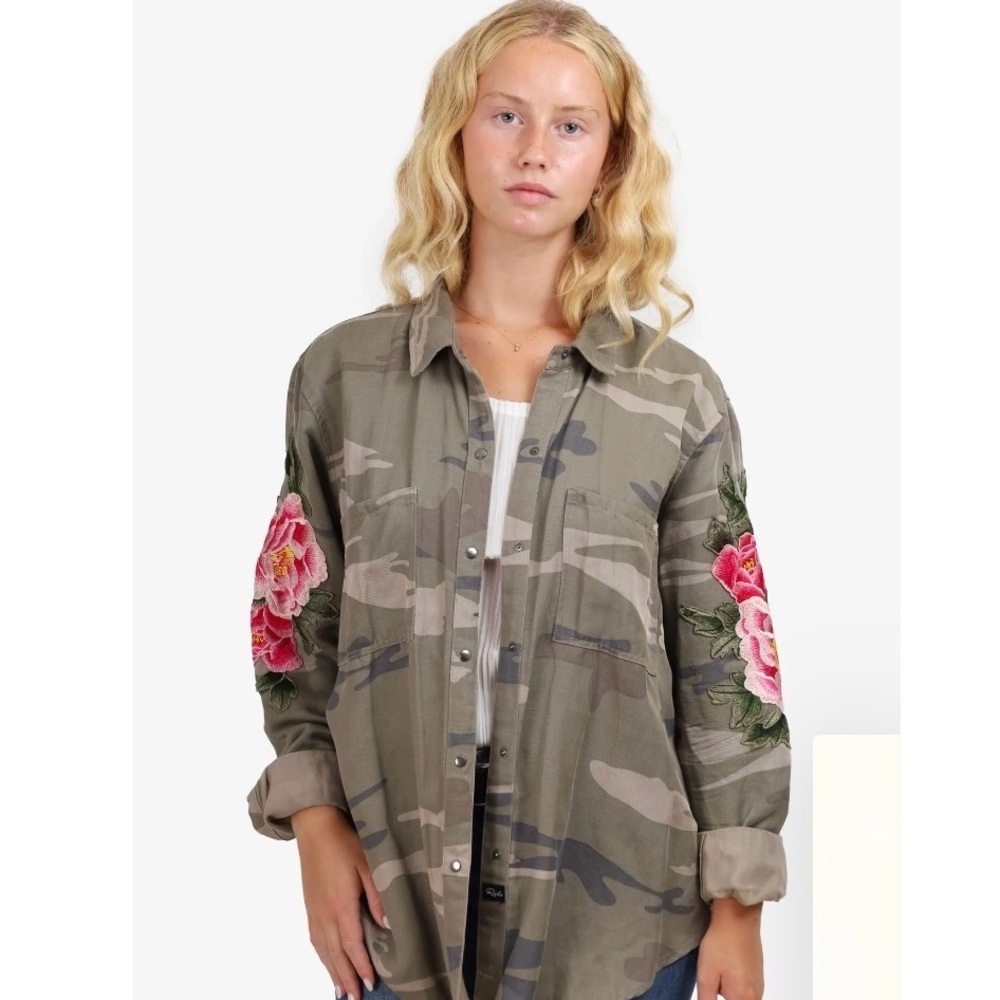Rails Sage Camo Marcel Jacket Button Down With Fl… - image 1